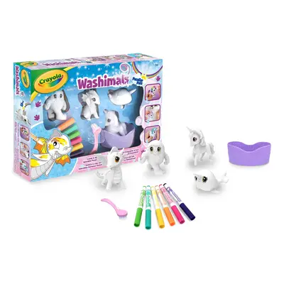 Washimals Peculiar Pets - Colour and Wash Playset - Unicorn, Owl, Dragon, Yeti - Creative Colour