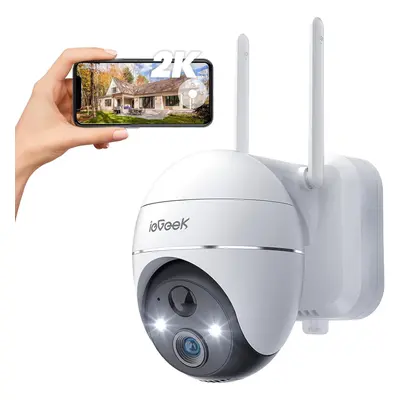 (Battery Camera) Wireless Outdoor Security Camera with Color Night Vision, Rechargeable Battery 