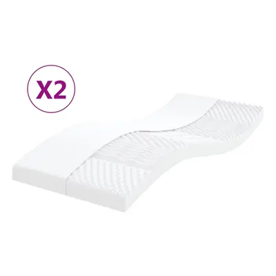 (2 pcs) vidaXL Foam Mattresses Home Bedroom Bed Mattress White 7-Zone Hardness ILD