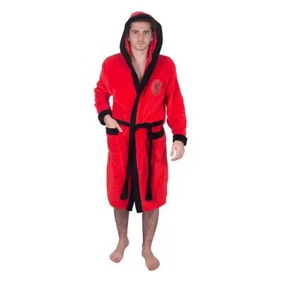 (Red, Large) Liverpool FC Official Football Gift Mens Hooded Fleece Dressing Gown Robe