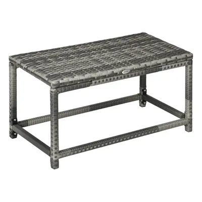 Outsunny Outdoor Coffee Table, PE Rattan Side Table w/ Plastic Board, Grey