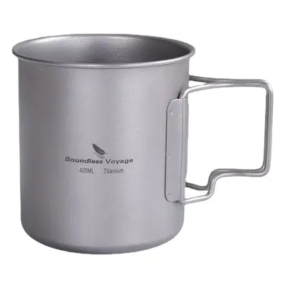 (420ml without lid) Titanium Mug Camping Pot Water Cup Lightweight Cookware Picnic Drinkware Tab