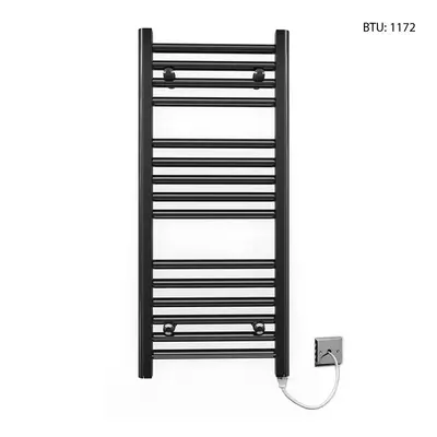 (400 x 800mm) Black Electric Bathroom Towel Rail Radiator