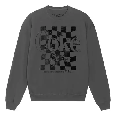 (L, Charcoal) Coca-Cola Unisex Adult Checkered Sweatshirt