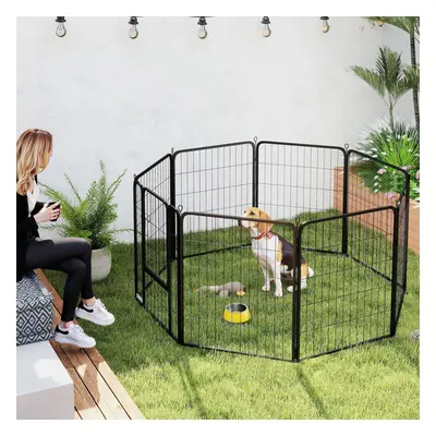 PawHut Panels Heavy Duty Dog Playpen with Door Indoor Outdoor, 80cm High