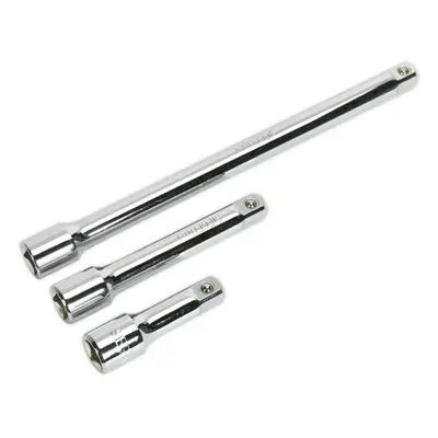 3 Piece Steel Extension Bar Set - 1/2" Sq Drive - Spring-Ball Socket Retainer