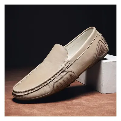 (sand, 44) Men&apos;s Moccasins Casual Leather Shoes Slip On Loafers