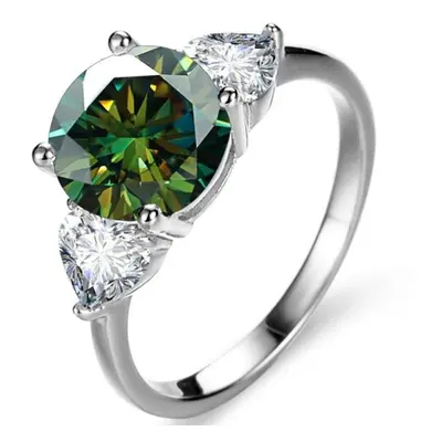 (green, 7.75) Bagueringen Luxury Wedding Sterling Silver Ring Carat D-color Moissanite Diamond J