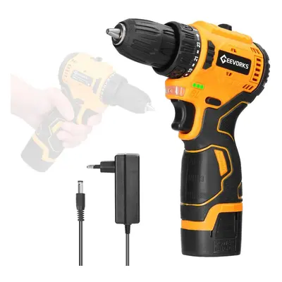 (multicolor, 1pcs battery EU Plug) Geevorks 16.8v Cordless Driver Drill Household Brushless Moto