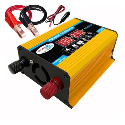 (yellow, 12V to 110V) Car Inverter 12v To 220v Power Converter Pure Sine Wave Led Display Dual U