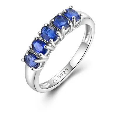 (blue, US RING SIZE:7#) Classic Band Silver Women Ring With 1.5ct Natural Blue Kyanite Gemstones