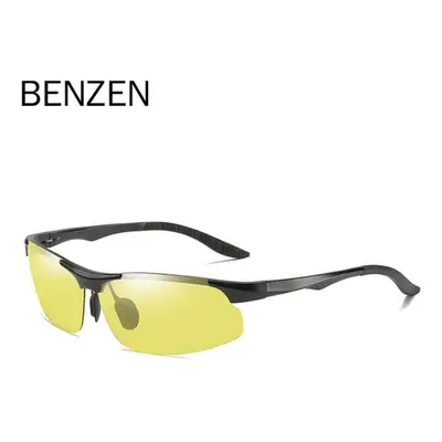 (black) Benzen Photochromic Polarized Sunglasses Men Aluminum Magnesium Driving Glasses Male Day