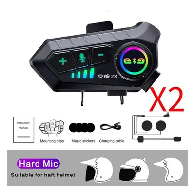 (Hard Mic 2PCS) Yp10 Motorcycle Helmet Intercom Bluetooth 5.3 Headset 300m Intercomunicador Ridi