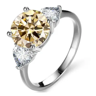 (champagne, 8.5) Bagueringen Luxury Wedding Sterling Silver Ring Carat D-color Moissanite Diamon