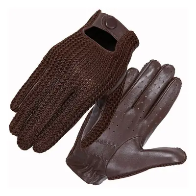 (coffee, L) Fashion Driving Gloves Genuine Sheepskin Leather Glove Men Keep Warm Knitting Mitten