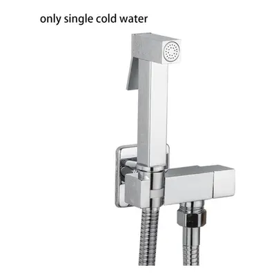 (silver) Brass Bidet Faucet Single Cold Water Tap Handheld Bidet Spray Shower Set Toilet Shattaf