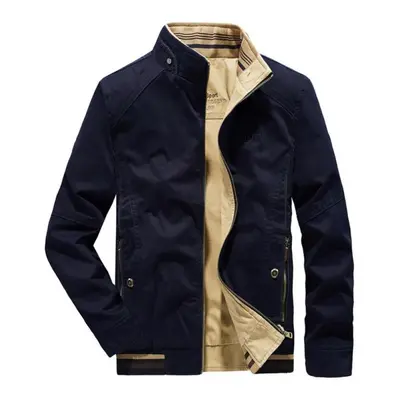 (dark blue, 6XL) Autumn Jacket Men Double-sided Military Jackets Coats Pure Cotton Men&apos;s Ja