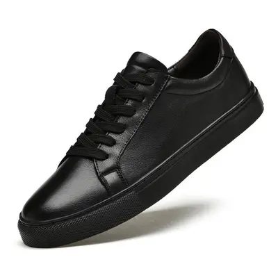 (black, 42) Fashion Sneakers Men Shoes Genuine Leather Casual Shoes Big Size 49 Cow Leather Shoe