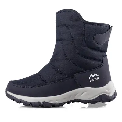 (blue, 44) Men&apos;s Zipper Waterproof Casual Snow Boots Thickened Warm Cotton Shoes Antiskid P