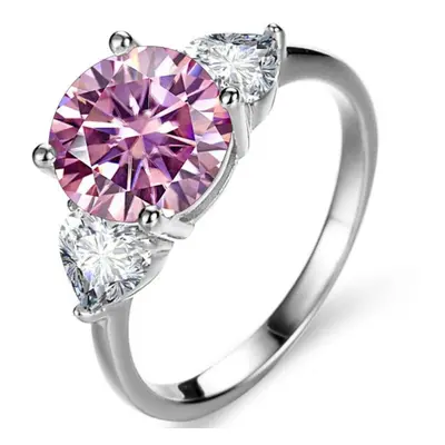 (pink, 9) Bagueringen Luxury Wedding Sterling Silver Ring Carat D-color Moissanite Diamond Jewel