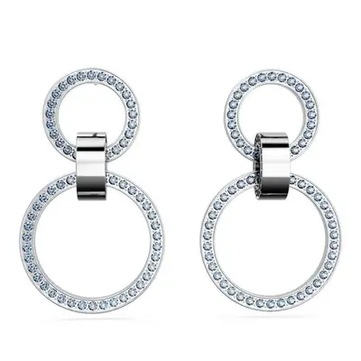 Swarovski Hollow Blue Rhodium Plated Hoop Earrings