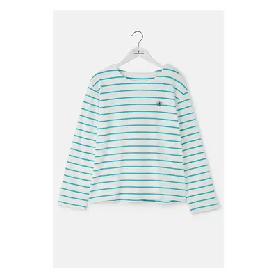 (UK 18, Soft Teal Stripe) Causeway Womens Breton Top