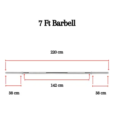 (7ft) Standard Barbell inch Straight Weight Lifting Bar Collars 4ft 5ft 6ft 7Ft