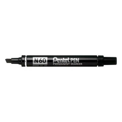 Pentel N60 Permanent Marker Chisel Tip Max.6mm Line Black Ref N60-A [Pack of 12]