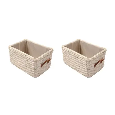 2X Manual Woven Storage Basket Handmade Laundry Wicker Baskets Sundries Organizer Clothes Toys C