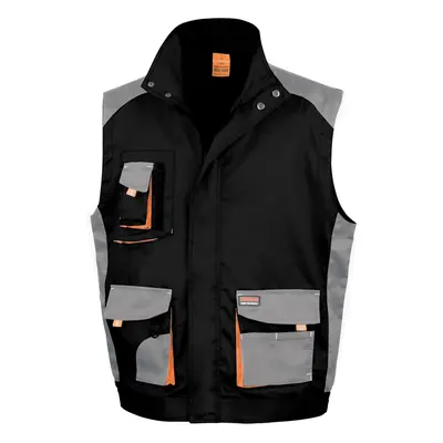 (XL, Black / Grey / Orange) Result Mens Work-Guard Lite Workwear Gilet / Bodywarmer (Breathable 