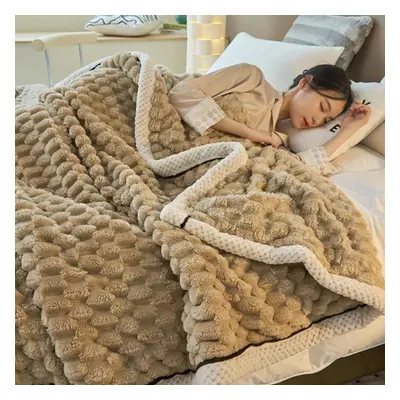 (brown, 200*230cm) Double-sided Golden Turtle Velvet Blanket, Nap Thickened Plush Cover Blanket,