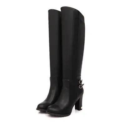 (black, 42) 7/women&apos;s High-heeled Boots, Simple And Elegant, Thick Heeled Boots, New Autumn