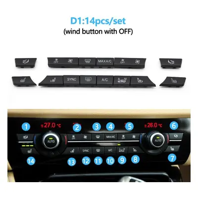 (D1 14pcs set) 11/12/14pcs Dashboard Air Conditioner Ac Button Heater Switch Cover For Bmw 6 Ser