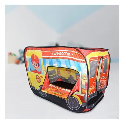 (orange) Children Play Tent Car Themed Cartoon Bus Easy Installation Game Playing Ball Pool