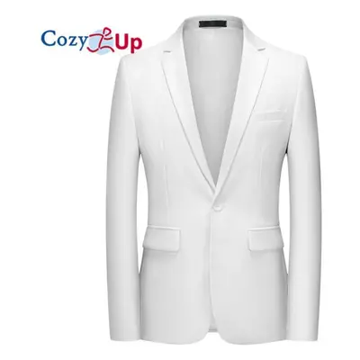 (white, L) Cozy Up Men&apos;s Casual Blazer Jacket Slim Fit Sports Coat Business Suit Jackets On