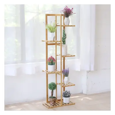 (L(6 Tier)) Bamboo Wood Corner Plant Stand Flower Rack