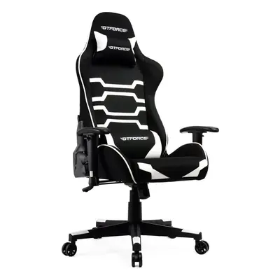 (White) GTFORCE EVO CT RECLINING SPORTS RACING GAMING OFFICE DESK PC CAR FABRIC CHAIR (Black)