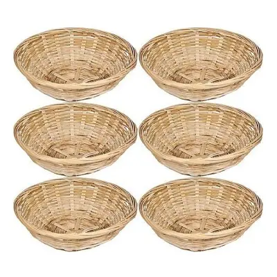 Set Of Vintage Round Natural Bamboo Wicker Bread Basket Storage Hamper Trays