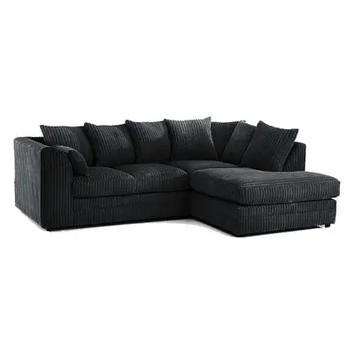 (Black, Right Hand Corner ) Luxor Jumbo Cord Seater Corner Sofa