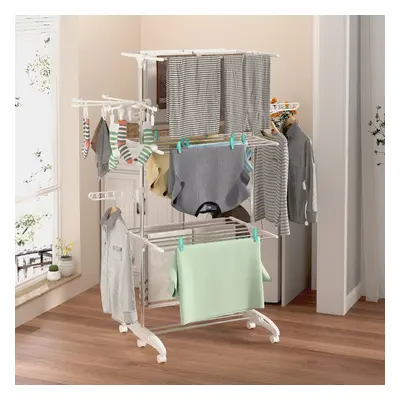 (White WITH Sock Dryer Add On) Hyfive Clothes Drying Rack Extra Large Tier