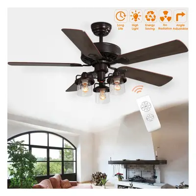 5-Blade Ceiling Fan Chandelier Light with Pull Chain Remote Control