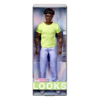 Barbie Looks Ken Doll Collectible No. with Curly Black Hair & Modern Y2K Fashion Chartreuse Tee 