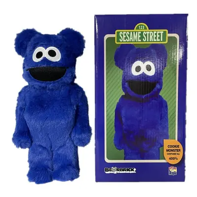 (Blue Color Box) Bearbrick Sesame Street Elmo Cookie Monster With Box Action Gifts Figure