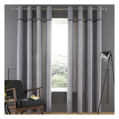 Melville Woven Eyelet Curtains Grey 46" x 72"