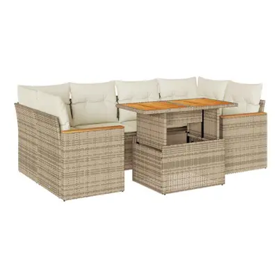 (beige and cream) vidaXL Piece Garden Sofa Set with Cushions Grey Poly Rattan Acacia