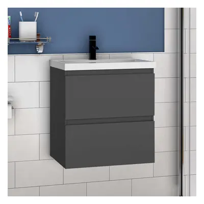 (High gloss grey) Wall Hung Bathrooms Vanity Units with Ceramic Basin High Gloss White/Grey