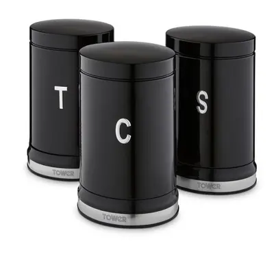 Set Of Black Noir Stylish Kitchen Storage Canisters, Belle By Tower