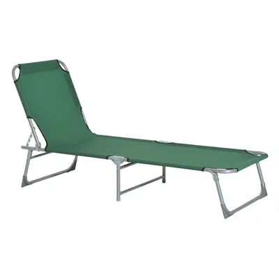 Outsunny Camping Cot Picnic Sun Lounger Portable Folding Chair Patio Green