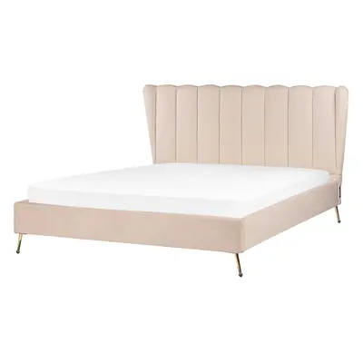 Bed Velvet MIRIBEL x cm (EU King Size) Beige