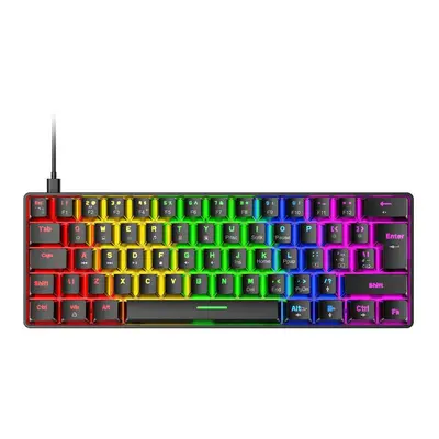 (Black, Red Switch) Mechanical Keyboard Keys NKRO RGB Backlight Type-C USB Wired Waterproof ABS 